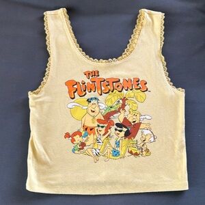 The Flinstones Yellow Cropped Tank Top